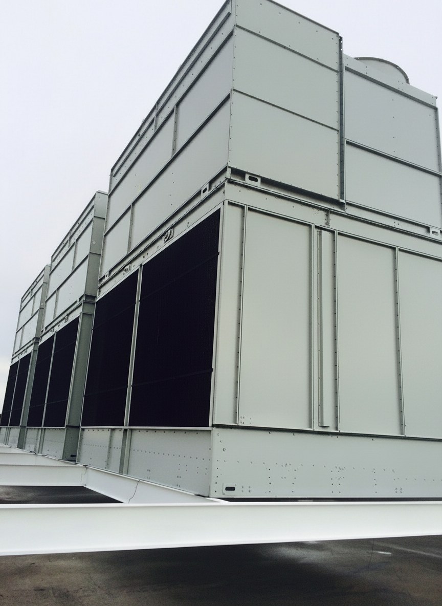 Torres de enfriamiento de planta industrial moderna — nearshoring en México