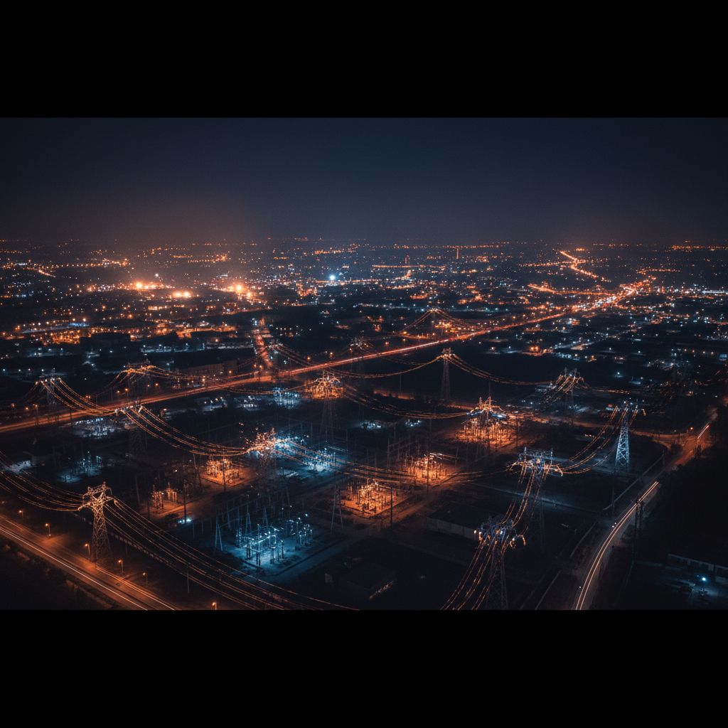 Red eléctrica saturada — infraestructura nacional de transmisión